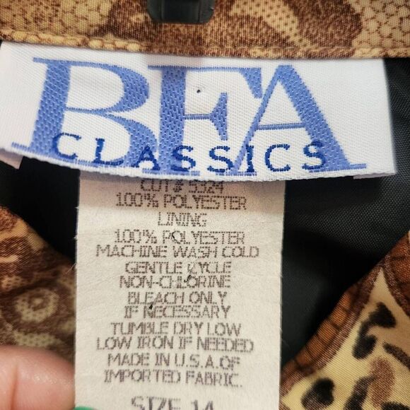 Vintage BFA Classics animal print paisley Asian inspired style jacket Size 14 - Picture 5 of 6